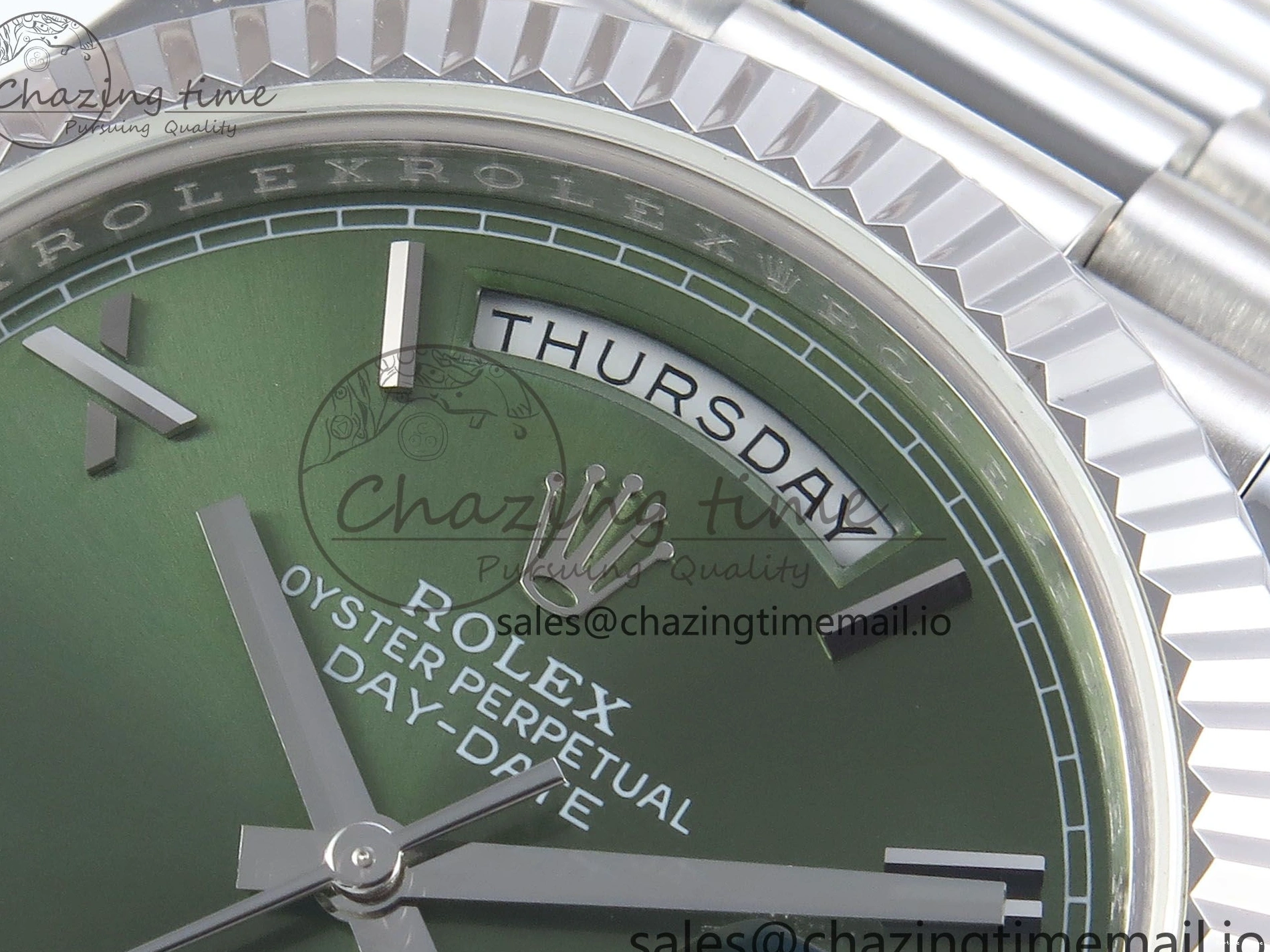 0507 Tailored Day Date 40 SS 228239 KF 1:1 Best Edition Green Roman Dial on President Bracelet VR3255 (Gain Weight) 826